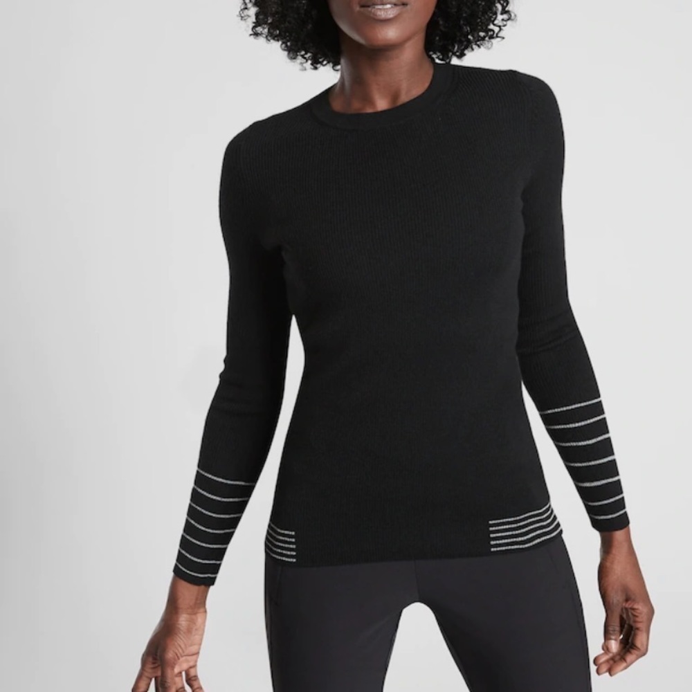 Athleta Slim Ribbed Sweater w Reflective Detail EUC